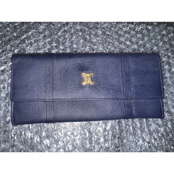 Celine Accessories - Celine Women's Large Triomphe Wallet Blue Leather Credit Card, Bill Holder